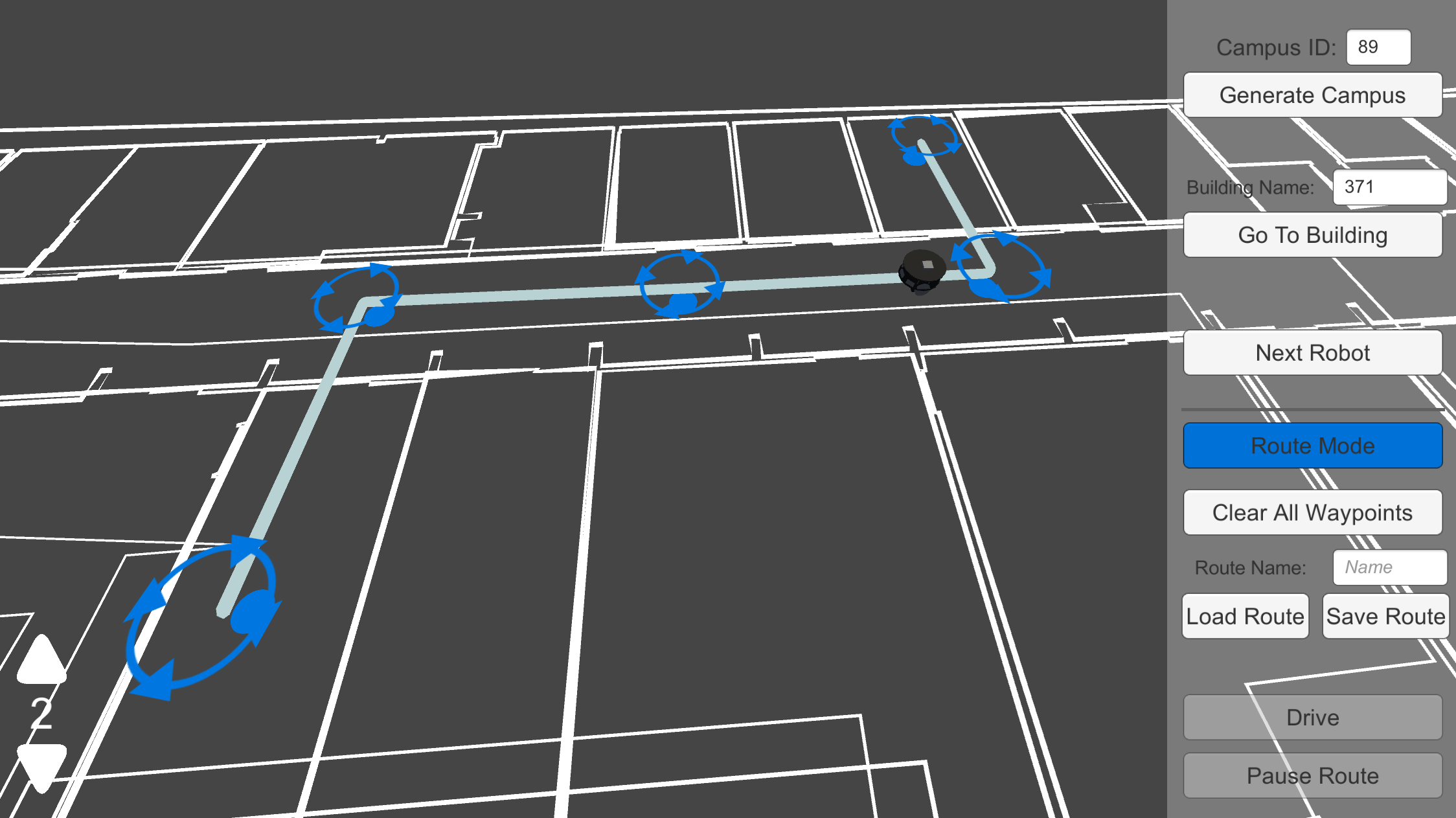 Image of URDF robot representation and path